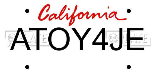 ATOY4JE California License Plate