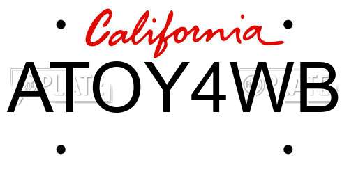 ATOY4WB California License Plate