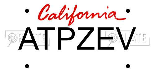 ATPZEV California License Plate