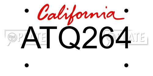 ATQ264 California License Plate