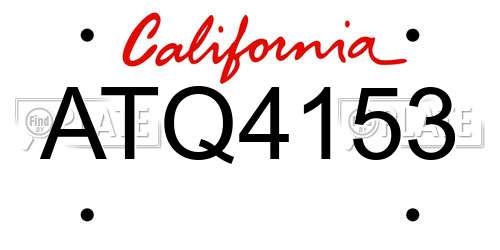 ATQ4153 California License Plate