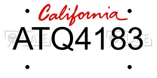 ATQ4183 California License Plate