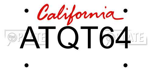 ATQT64 California License Plate