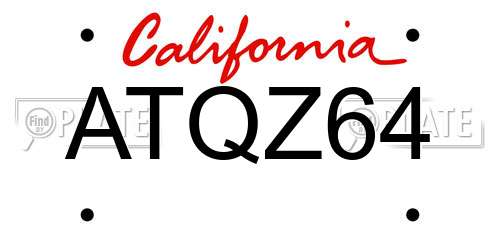 ATQZ64 California License Plate