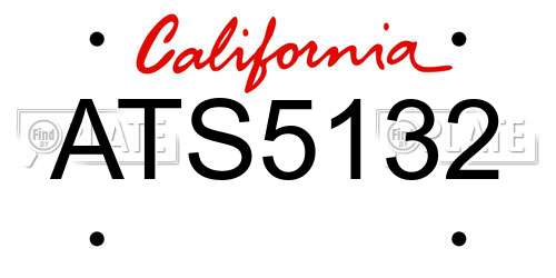 ATS5132 California License Plate