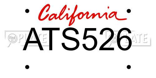 ATS526 California License Plate