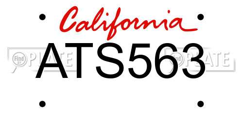 ATS563 California License Plate