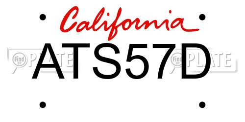 ATS57D California License Plate