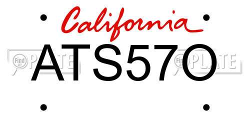 ATS57O California License Plate