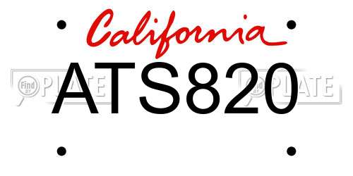ATS820 California License Plate