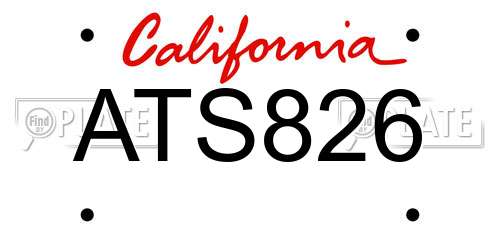 ATS826 California License Plate