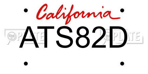 ATS82D California License Plate