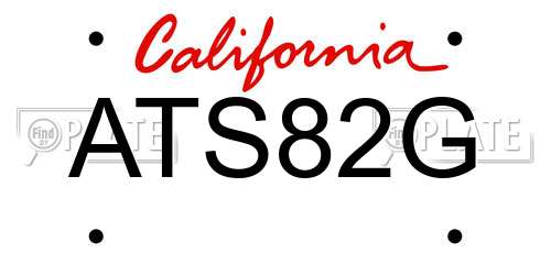 ATS82G California License Plate