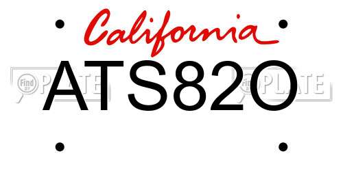 ATS82O California License Plate