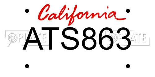 ATS863 California License Plate