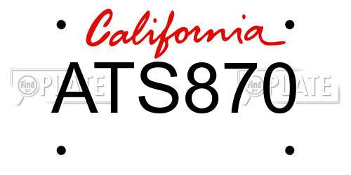 ATS870 California License Plate