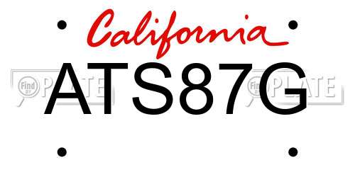 ATS87G California License Plate