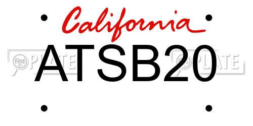 ATSB20 California License Plate