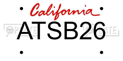 ATSB26 California License Plate
