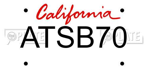 ATSB70 California License Plate