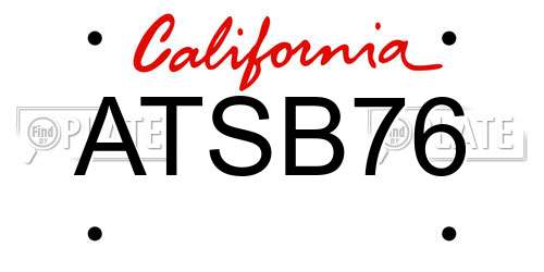ATSB76 California License Plate