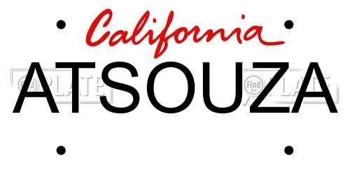 ATSOUZA California License Plate