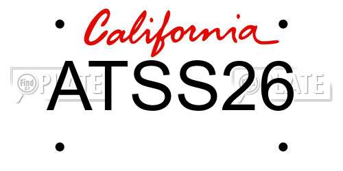 ATSS26 California License Plate