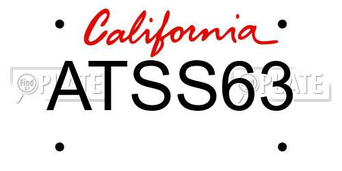 ATSS63 California License Plate