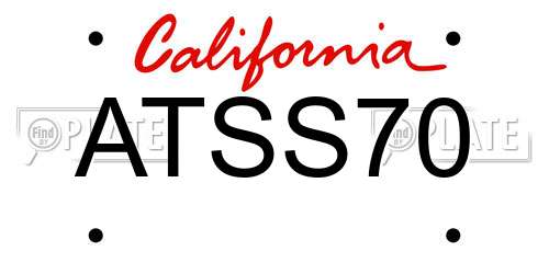ATSS70 California License Plate