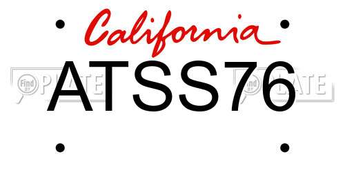 ATSS76 California License Plate