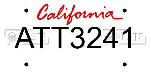 ATT3241 California License Plate