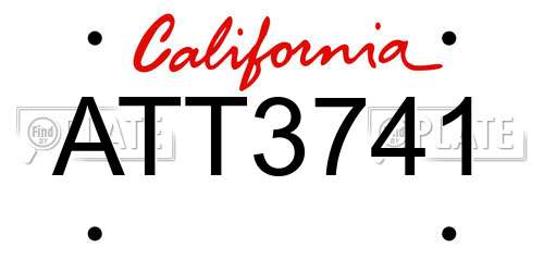 ATT3741 California License Plate