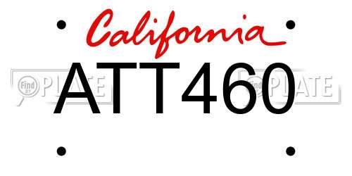 ATT460 California License Plate