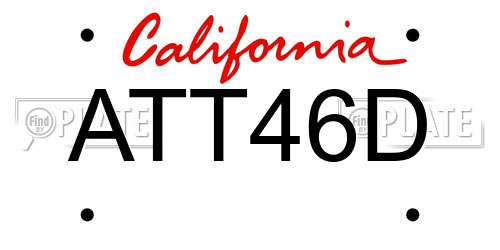 ATT46D California License Plate