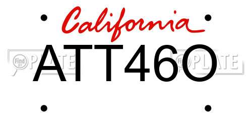 ATT46O California License Plate