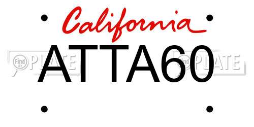 ATTA60 California License Plate