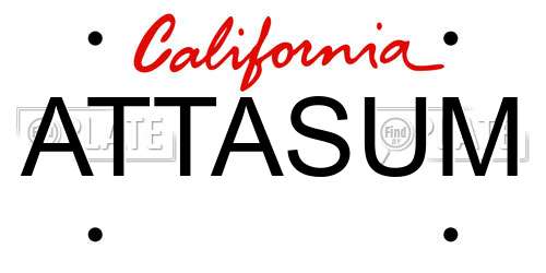 ATTASUM California License Plate