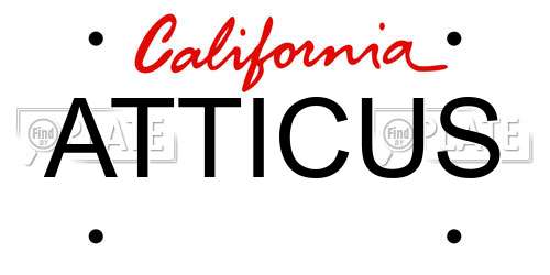 ATTICUS California License Plate