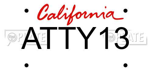ATTY13 California License Plate