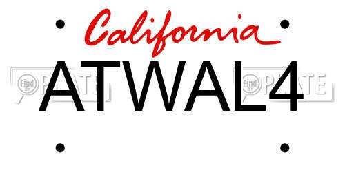 ATWAL4 California License Plate