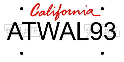 ATWAL93 California License Plate