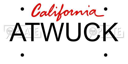 ATWUCK California License Plate
