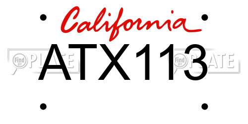 ATX113 California License Plate