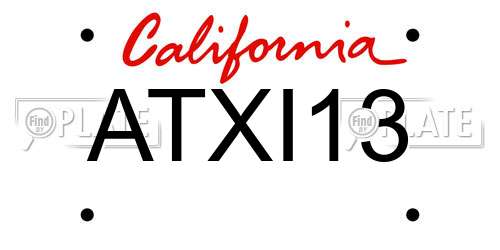 ATXI13 California License Plate