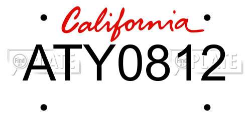 ATY0812 California License Plate