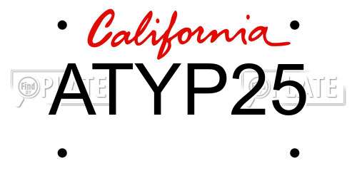 ATYP25 California License Plate