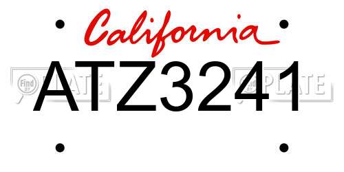 ATZ3241 California License Plate