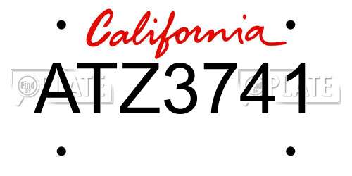ATZ3741 California License Plate