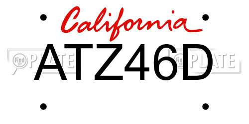 ATZ46D California License Plate