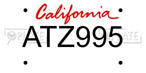 ATZ995 California License Plate